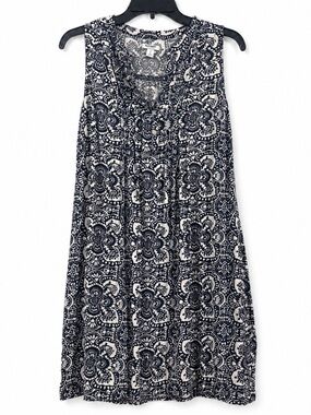 Old Navy Shift Dress Navy And White Sleeveless W/Buttons Casual